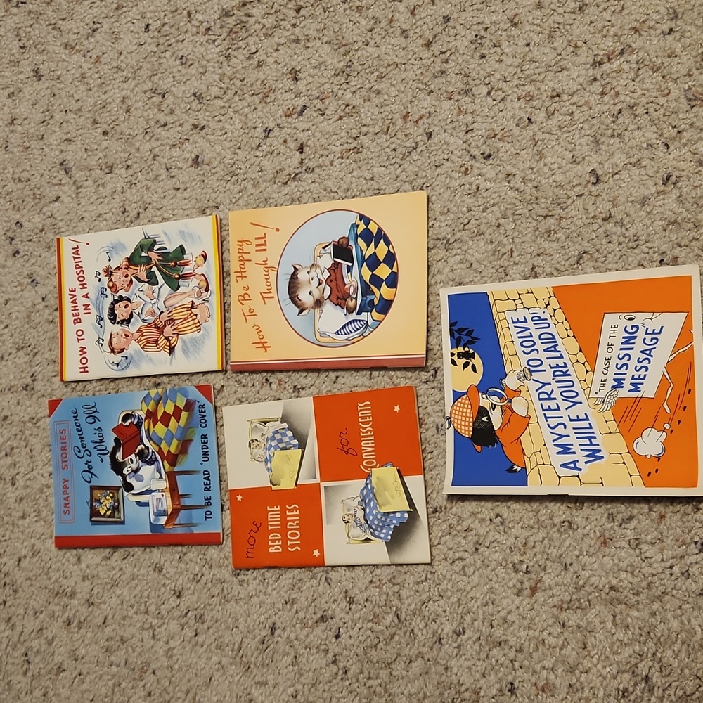 Lot of 5 Vintage Rust Craft Get Well Design Booklets 30's & 40's